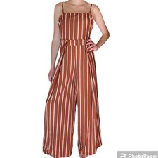 Fashion Nova Womens Striped Wide Leg Spaghetti Strap Sleeveless Jumpsuit Romper