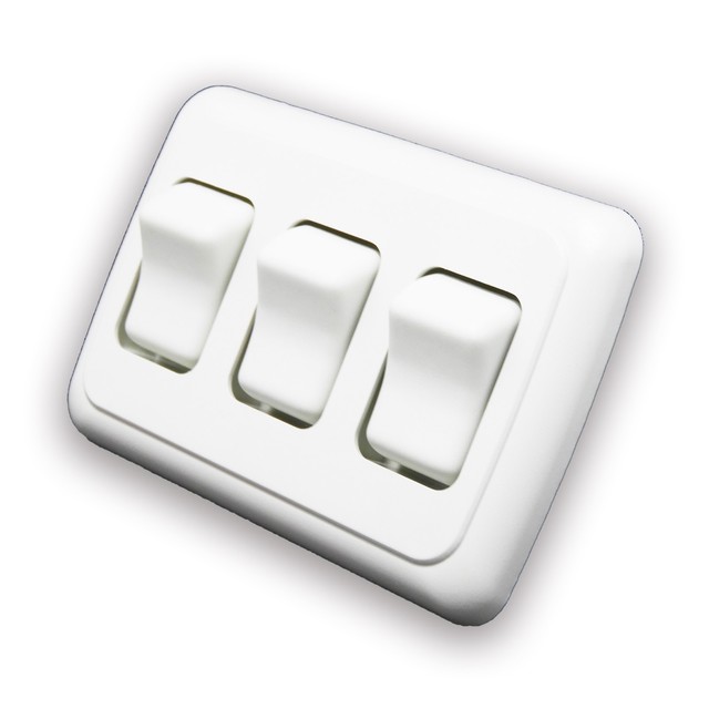 Triple 3 Gang On Off 12v White Light Switch Rv Camper Trailer Marine Boat 12 V