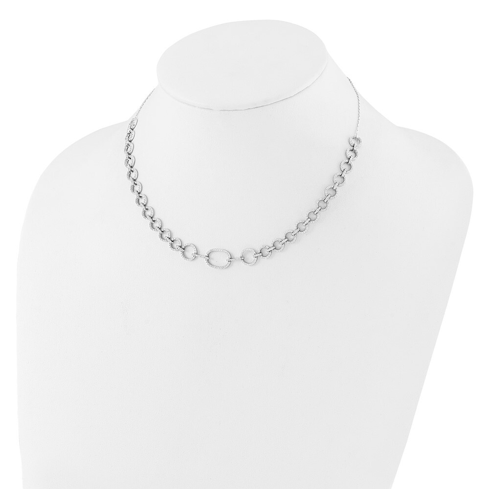 Sterling Silver Cubic Zirconia Circle Open Link Necklace 16