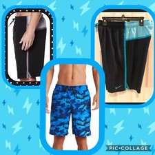 NWT Men  s Nike Diverge Side Stripe Colorblock Blue Camo 9" Volley Swim Trunks L