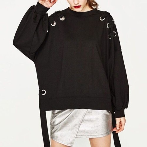 Zara Women's Black Tie Side Silver 