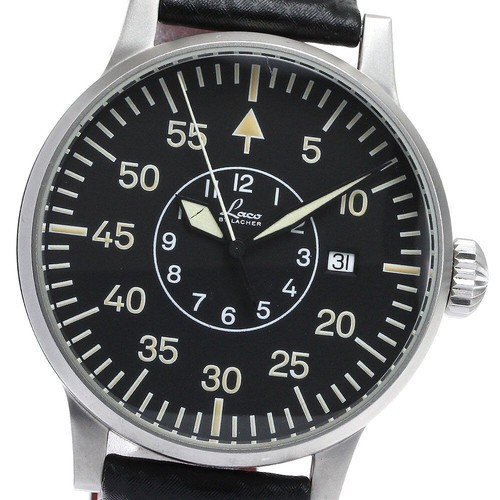 Laco Pilot Genf 861807.2.D Black Dial Case 42mm Automatic Men's Watch Used - Picture 2 of 6