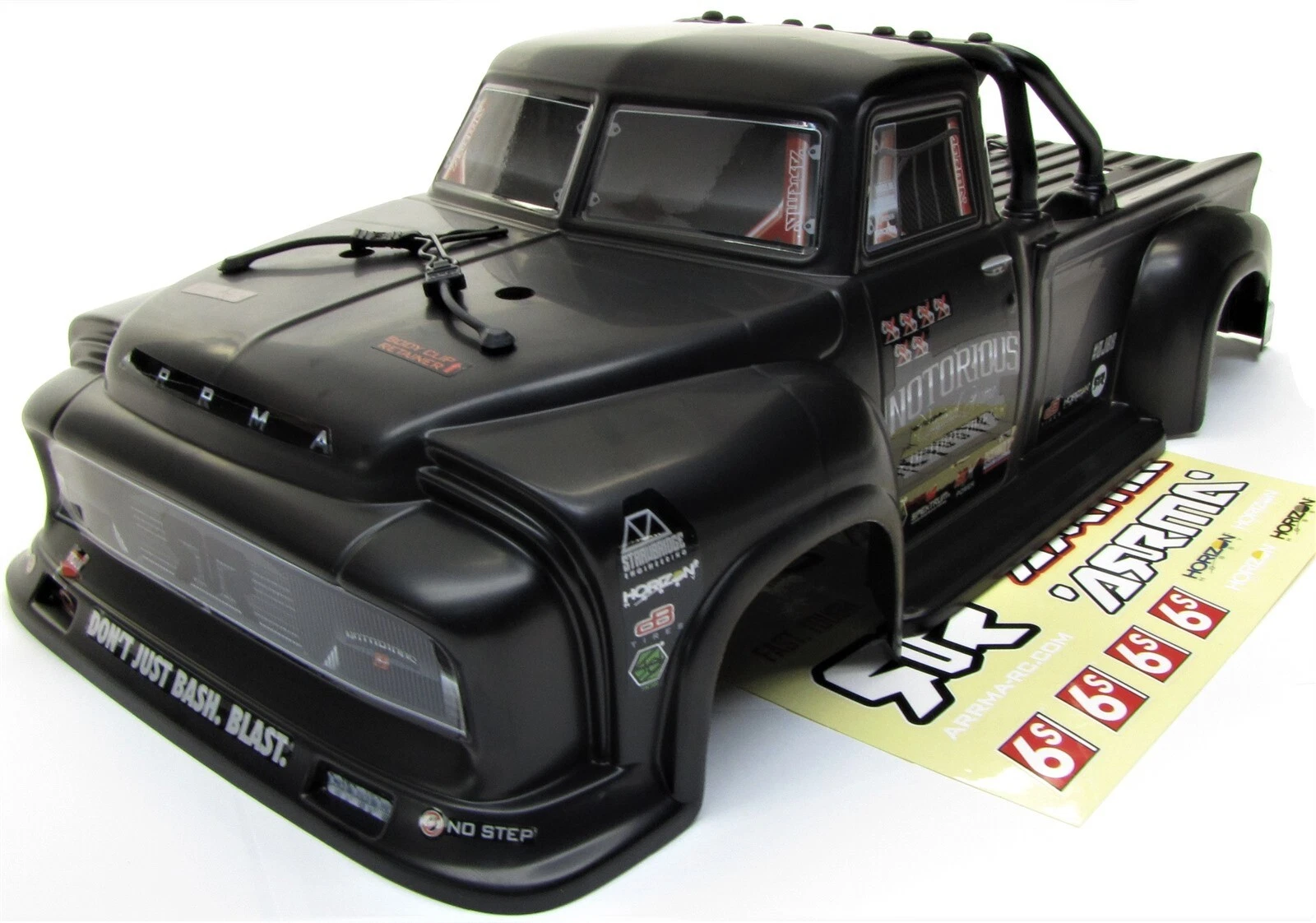 Arrma NOTORIOUS 6s BLX - Body Shell (BLACK polycarbonate outcast cover ARA8611v5 - Picture 3 of 4