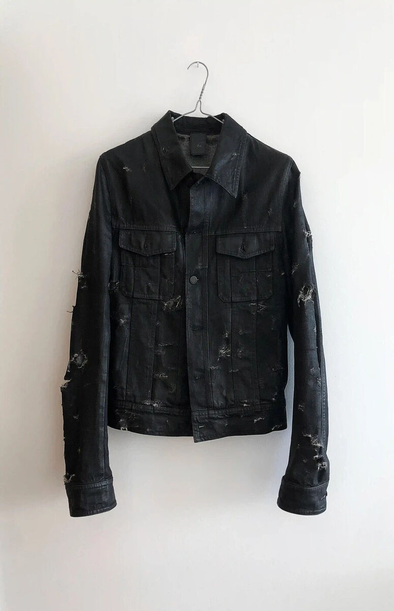 DIOR HOMME SS04 'STRIP' DESTROYED WAX DENIM BLOUSON | EU48 DIOR HOMME SS04 'STRIP' DESTROYED WAX DENIM BLOUSON | EU48