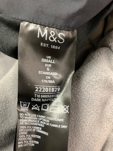 MARKS & SPENCER JACKET SMALL DARK NAVY Hooded Thinsulate Fleece Insulation Zip - Picture 9 of 13