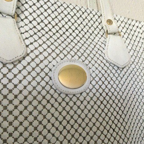 Vintage Whiting & Davis Off White Metal Mesh Purse Bag Handle Shoulder - Picture 3 of 15