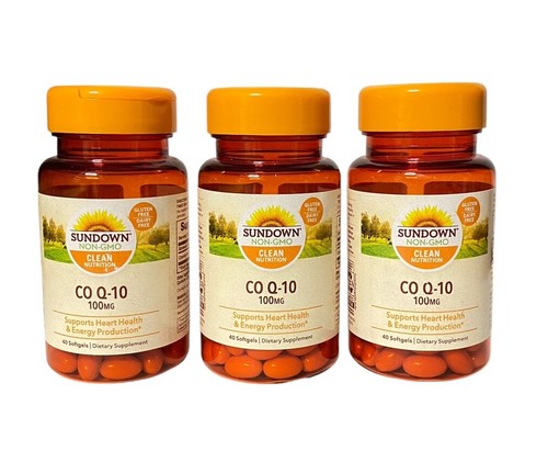 3 Sundown Non-GMO 100mg CO Q-10 40 Count Soft Gels New/Sealed Exp 06/25+