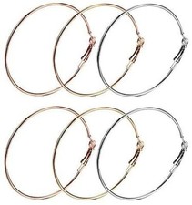 3 Pairs Big Hoop Earrings for Women, 60mm Stainless Steel Hoop Earrings 14k Gold