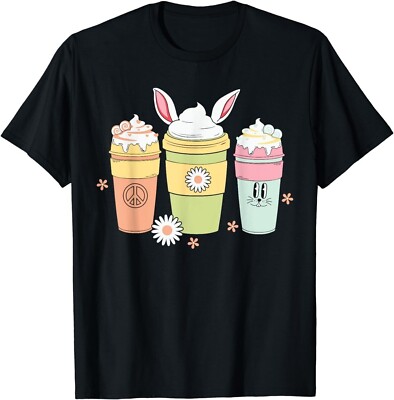 Happy Easter Bunny Coffee Lover Latte Iced Coffee Easter Day Funny Gift T-Shirt