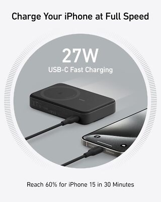 スマホアクセサリー Anker MagGo Power Bank (10000mA) 15W qi2 Anker Power Bank Qi2 Compatible 15W Wireless Portable