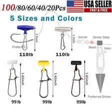 20-100PCS Fishing Line Sinker Slide with Snap High-Strength Fishing Line Sinker