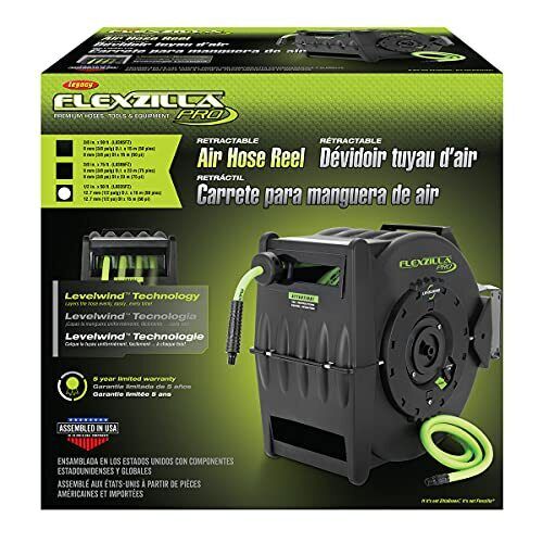 Carrete de manguera de aire retráctil Flexzilla L8335FZ Levelwind, 1/2 in x 50 ft - Imagen 2 de 5