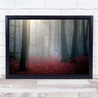 Wald Red Dream Dreaming Surreal Fantasy Märchenstämme Wandkunstdruck