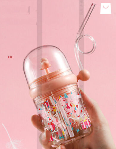 Kids Cute Whale Water Spray Feeding Cup Drinking Bottle With Straw Bottle 250ml