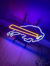 Buffalo Bills Man Cave 14"x10" Neon Sign Light Lamp Real Glass Club Wall Decor