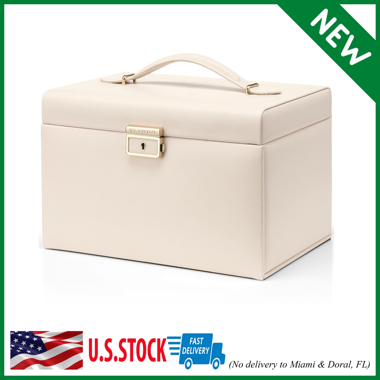 Velvet Jewelry Organizer Box with Large Leather Design for Women-image