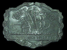 TC03101 VINTAGE 1970s  LIVINGSTON WELLS  CO. GOLD DEALERS  BELT BUCKLE