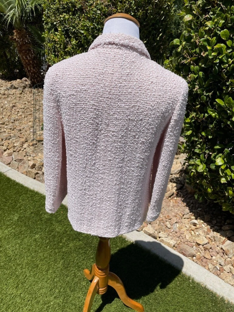 GIACCA BLAZER CHANEL TWEED ROSA CC LOGO BOTTONE