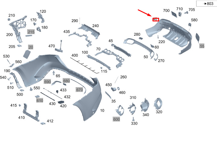 MERCEDES-BENZ GLE W167 Coupe Rear Bumper Lower Cover A1678855111
