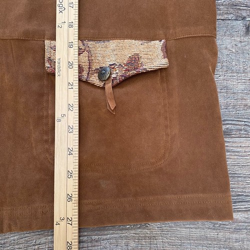 Susan Graver Style Womens Faux Suede Western Jacket Sz 2X Brown Floral Tapestry - Picture 14 of 14