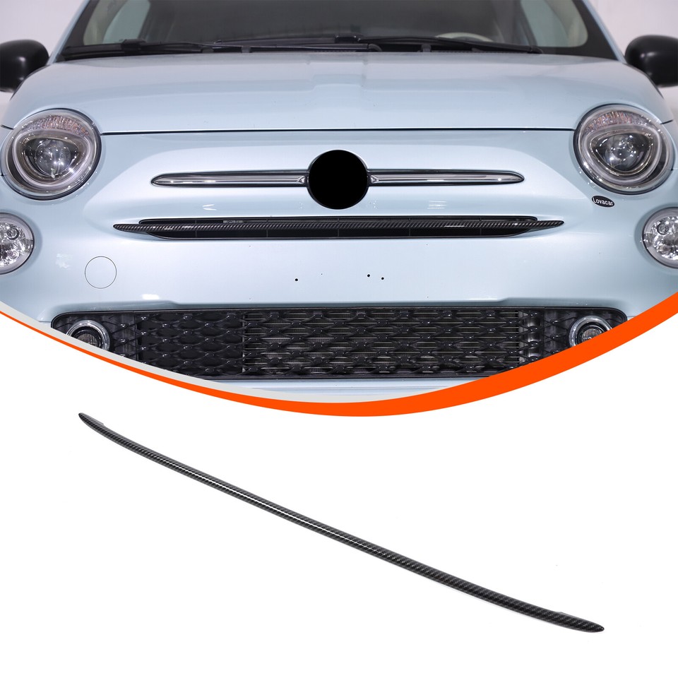 ABS Carbon Fiber Bumper Grille Accent Trim Cover Strip For Fiat 500