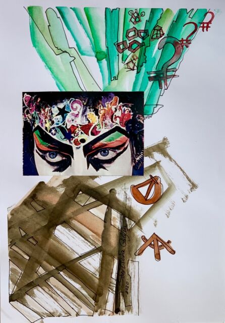 original collage art painting signed mixed media watercolor artwork from artist original collage art painting signed mixed media watercolor artwork from artist