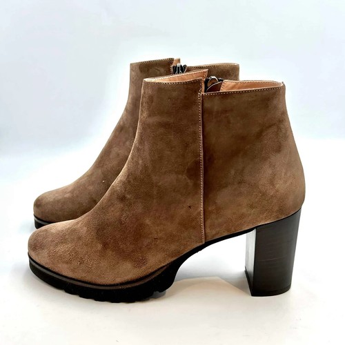 Botines Cervone De Ante Beige Con Cremallera Y Suela De Goma H 8 Cm Art. 2454 - Imagen 2 de 4