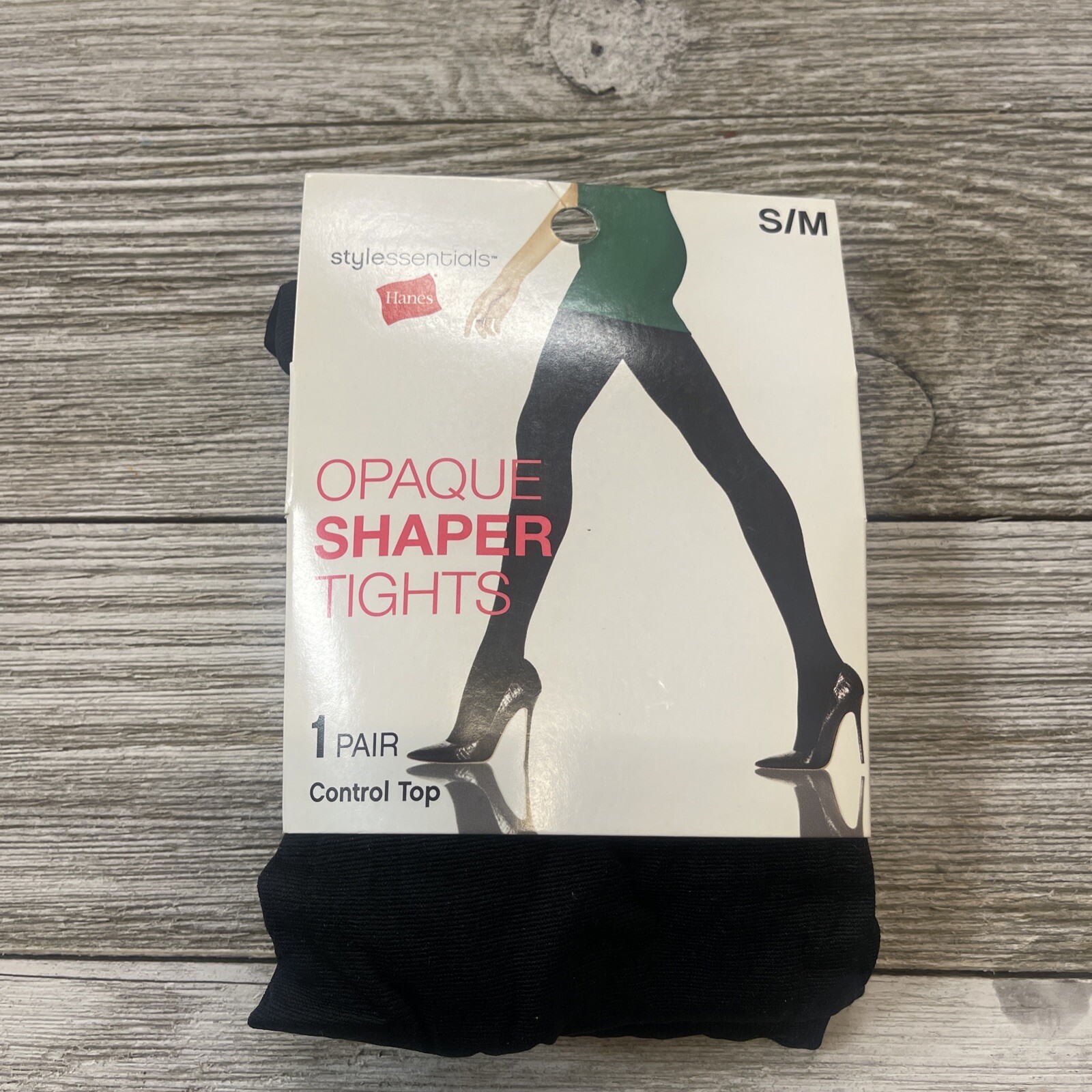 Hanes Style Essentials Opaque Shaper Tights Size S/M Black Control Top