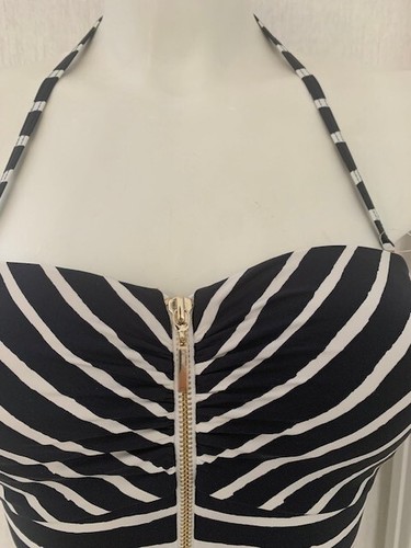 Watercult UK 10 Non Wired Light Padded Cup Halter Zipped Front Swimsuit - Picture 4 of 8