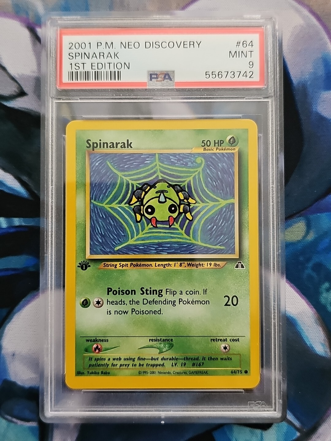 2001 Pokemon Neo Discovery 1st Edition Spinarak 64/75 #64 Graded PSA 9 Mint