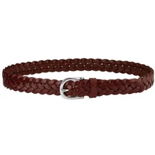 Falari Women's Leather Braided Belt Reddish Brown New in Box