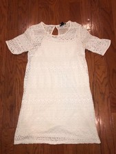 Women’s juniors H&M lace cream off white Lace Short Sleeve Knee dress small
