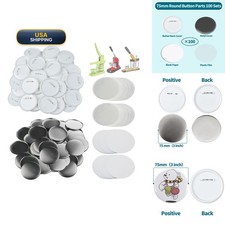 Happizza 100 Sets 75mm Button Parts for Button Maker Machine Badge Pin Back