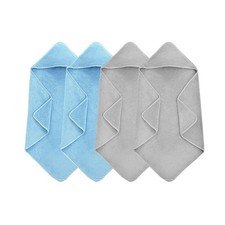GINUMWA 4 Pack Hooded Baby 32 inches x 32 inches, 2x Light Gray  Sky Blue