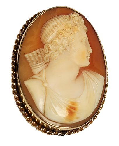 Antique Victorian Carved Cameo Greek God Apollo GF Pendant / Brooch 1.75" x 1.25 - Picture 7 of 9