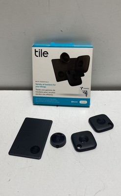 Tile Mate Essentials Variety Pack 4 Piece Bluetooth Tracker Set Black
