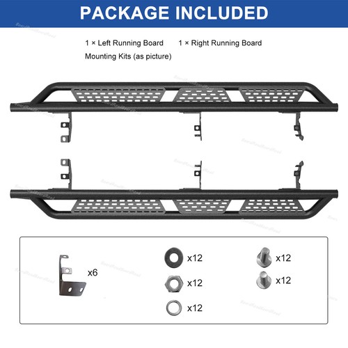 6" Black Running Boards Step Bars Fits 2021-2023 Ford Bronco 4 Door Side Steps - Picture 7 of 8