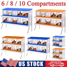 6/8/10 Holes Chicken Nesting Boxes Coop Metal Roll Away Hen House Egg Laying Box