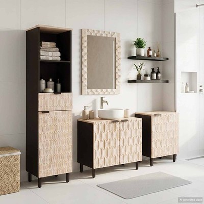 Badezimmer Sets mit Schubladen mit Regal 4 pcs Massivholz Mango Wohnbad vidaXL