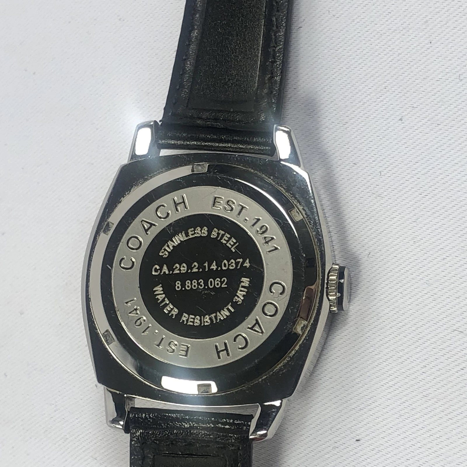 Coach Orologio Uomo Acciaio Inox Data Cinturino Pelle Nero Scatola CA.29.2.14.0374