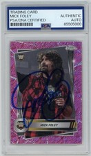 2025 Topps Chrome WWE #119 Mick Foley Pink Shimmer Refractor Signed AUTO PSA