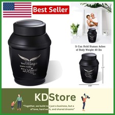 Black Angel Wings Cremation Urn 5.7 Inch Metal Adult Ashes Decorative Memorial