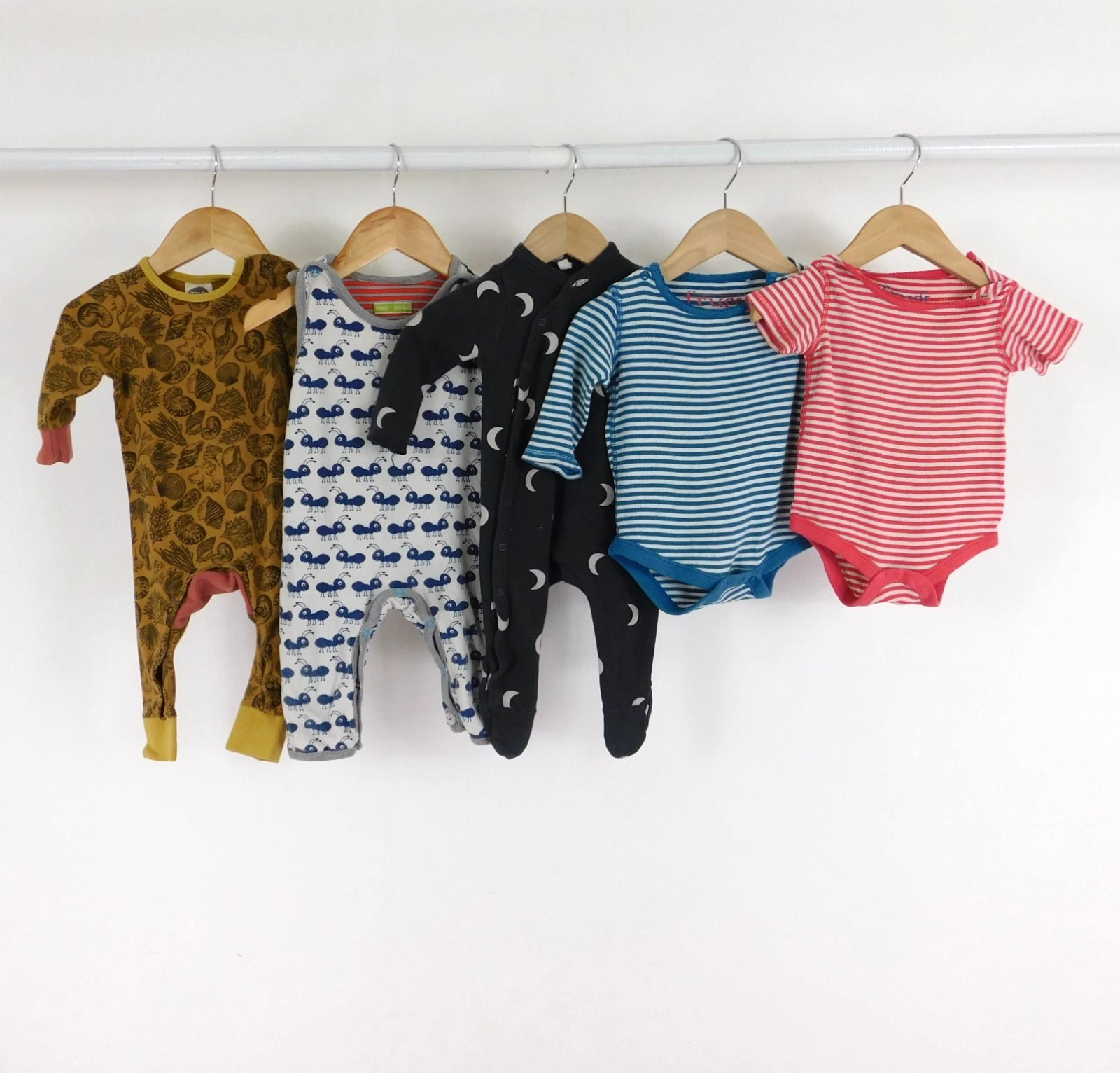 Frugi Loud + Proud Baby Clothing Bundle Aged 3–6 Months Sleepsuits Vests Rompers