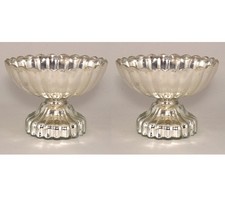 Compote Bowl Vase Glass Silver Mercury Fluted...
