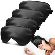4 Pack Satin Sleep Mask, 100 Blackout, Adjustable Strap, Soft Eye Covers