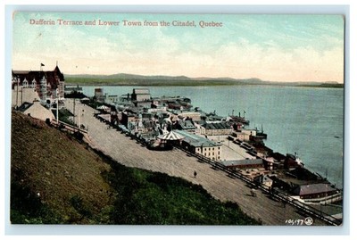 c1910s Dufferin Terrace and Lower Town from Citadel Quebec Canada CA Postcard