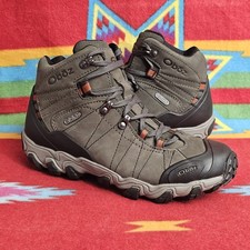 Oboz Men's Size 8 Bridger Mid Raven Hiking Boots Gray Lace Up 22101.10152