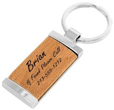 Gifts Infinity Custom Engraved Wooden Keychain Name Phone Metal Frame