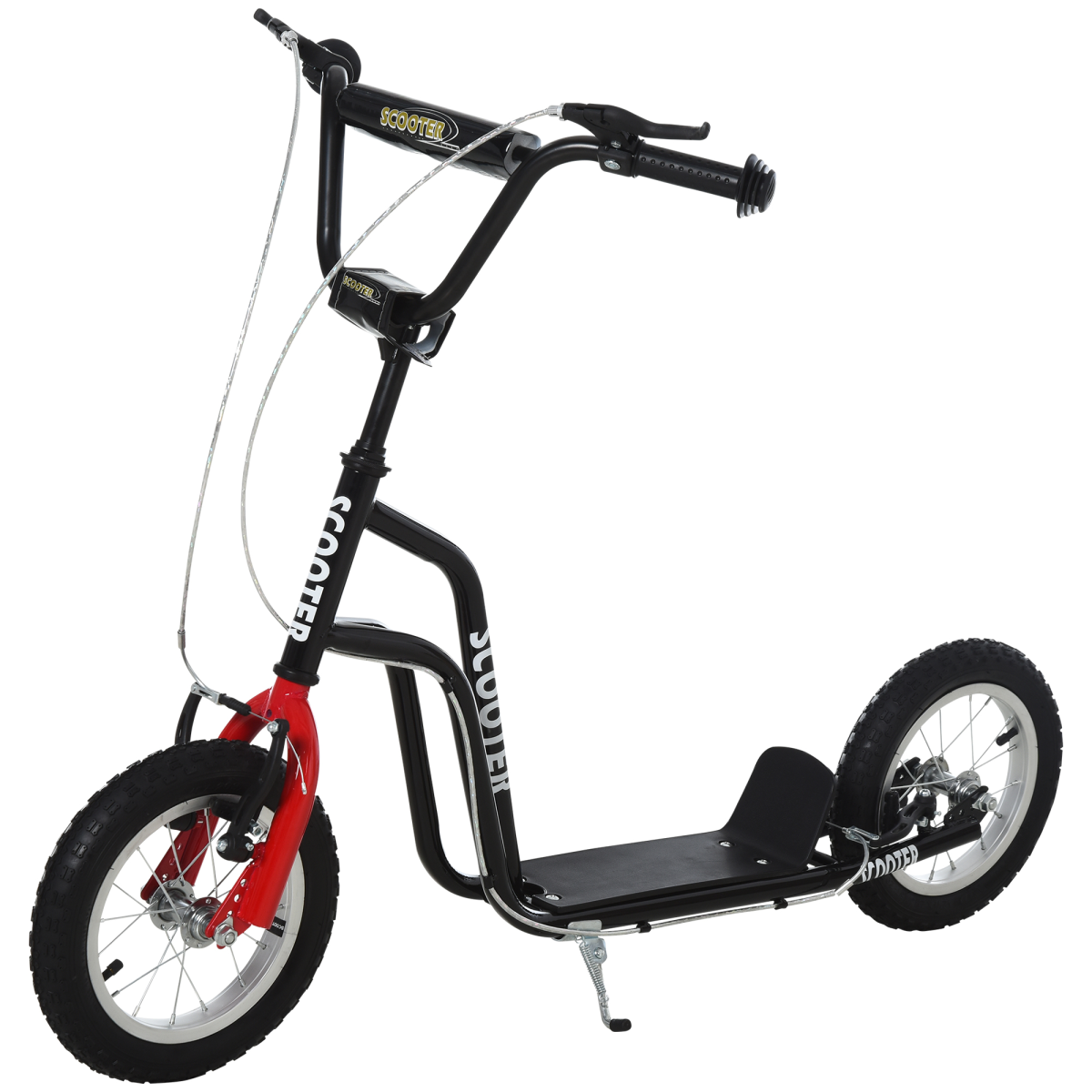 Homcom 75-80Cm Kids Kick Scooter W/ Adjustable Handlebar Inflatable Wheels Black - Image 2