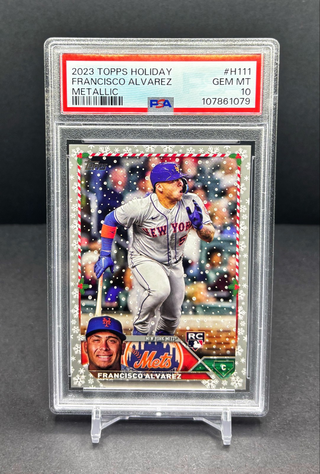 2023 Topps Holiday - FRANCISCO ALVAREZ - RC Rookie Metallic - Mets #H111 PSA 10